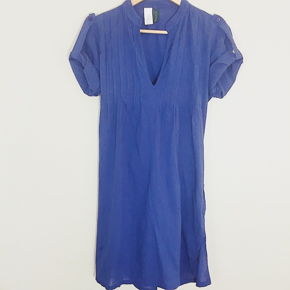 Ralph Lauren Cotton Pintuck Navy Coverup w/pockets - Picture 2 of 7